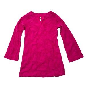 Helen Jon Pink Embroidered V-Neck Tunic Beach Swimsuit Cover Up Dress Size‎ XS